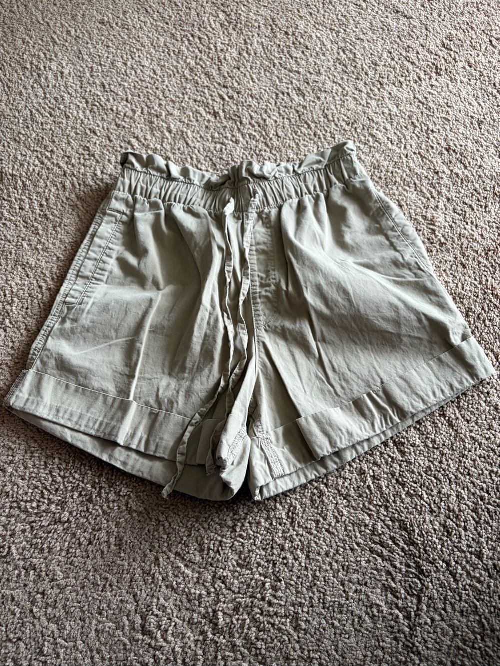 Abercrombie & Fitch Khaki High-Waist Drawstring Shorts